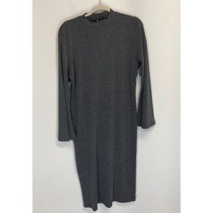 Eloquii gray ribbed fitted long sleeve dress 14/16